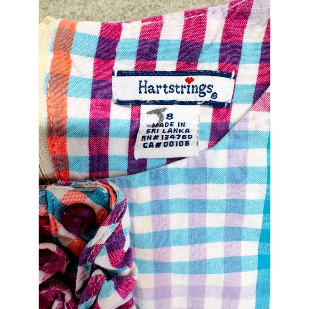 Hartstrings Girls Size 8 Plaid Tiered Ruffle Dress Multicolor Short Sleeve Flowy